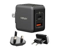 MINIX NEO P1 Mini 33 W PPS Chargeur GaN 2 ports 1 port USB-C Chargeur rapide 1 port USB-A Chargeur rapide 3.0. Compatible avec iPhone 8-15, Galaxy S10-S21, Pad et plus encore.