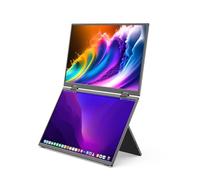 MINIX SF15 Fold Dual 15.6" Foldable Portable Monitor, 1080P FHD, 300 nits, 100W PD, Low Blue Light, Recyclable Metal, Type-C & HDMI for Laptops, Study, Creative Projects, Office Collaboration