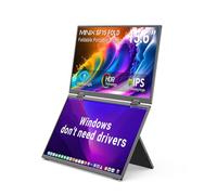 MINIX SF15 Fold Dual 15.6" Foldable Portable Monitor, 1080P FHD, 300 nits, 100W PD, Low Blue Light, Recyclable Metal, Type-C & HDMI for Laptops, Study, Creative Projects, Office Collaboration