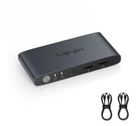 MINIX Switch KVM USB-C - Commutateur KVM 2 Entrées 1 Sortie pour 2 PC, 4K@120Hz HDR, Double USB-C, PD 100W 3.0, Partage Clavier Souris, Contrôleur de Bureau, Compatible Windows Mac Linux Android