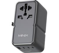 MINIX TP140 Adaptateur universel de voyage avec connecteur PD 140 W Technologie GaN Chargeur rapide PD3.1 QC4+ Prise internationale en courant alternatif Prise d'alimentation mondiale Chargeur mural d