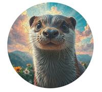 Mink Rond Puzzle 68 Pièces pour Wildlife Adultes Enfants Forme d'animal Classique DIY Résumé Chaleureuse Paysage des Art Activité Jouets 68 PCS