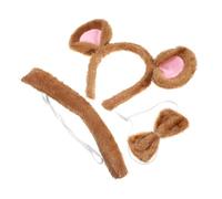 minkissy 1 Ensemble Coiffe De Rat Casque Bandeau De Rat Loup Costumes Corgi Souris Ours Race Humain Peluche Bandana Chien Trousse Jouets Queues Bandeau Animal Arc en Tissu Coffee
