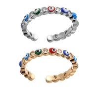 minkissy 1 Jeu Bague Ouvrante Œil Zirconium De Anneaux Ajustables Pour Femmes Bijouterie Minimaliste Plaqué Or Et 2 Pièces