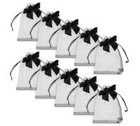 minkissy 1 Jeu De Rangement Échantillon Petit Service Remercier À Motifs Mariage Virer Tissu Faire La Fête De Bracelet Black Organza 10 Pièces