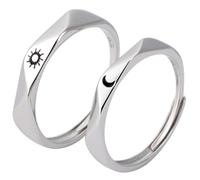 minkissy 1 Paire Bague Couple Anneaux La Promesse Sonne Pour Elle Et Lui Bagues De Promesse Pour Les Couples Bague De Couples Ses Bagues Et Elle Cuivre Silver