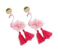minkissy 1 Paire Boucles Oreilles Flamant à Frange Élégantes Boucles Pendantes Oiseau