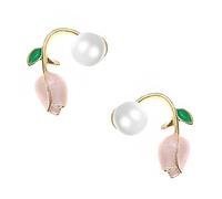 minkissy 1 Paire De Boucles D'Oreilles En Perles Pour Femmes Boucles D'Oreilles Tulipes Boucles D'Oreilles Bijoux En Fleurs Boucles D'Oreilles En Fleurs