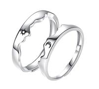 minkissy 1 Paire Ring du soleil et de la lune bagues assorties réglables bagues de de couple Anneaux de correspondance de mariage bagues et elle cuivre Silver
