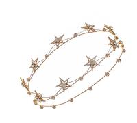 minkissy 1 Pc Bandeau drapeau femmes cheveux strass Accessoires de cheveux pour les filles rencontré hair charms hair toppers coiffe de fille casque de mariée étoile Alliage de zinc Golden