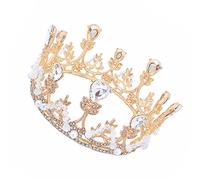 minkissy 1 Pc Couronne D'enfants Tiare Bandeau Pour Enfants Diadèmes Pour Bandeau De Mariée Couronne En or Couronnes De Princesse Diadème Pour Petites Filles Casque En Strass Golden Alliage