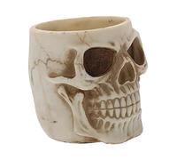 minkissy 1 Pc Le Crâne Couvercle Tasse En Forme De Batterie La Commode Peau Humain Squelette Chope Décor Titulaire Pinceaux Doigt Organisateur Tasse à Café Tête De Mort Beige Résine