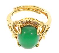 minkissy 1 Pièce anneau réglable anneaux femmes bague en pierre bijoux de doigt de femmes émeraude bague pierre ovale unique trend Décoration de la main bague de mode Green
