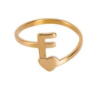 minkissy 1 Pièce Bague Alphabet Anglais Petit Doigt Mesdames Indice Pour Bague Simple Bijoux De Doigt Chics Bague Rétro Élégante Bague Délicate Vintage Bague Femme Golden Acier Inoxydable