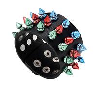 minkissy 1 Pièce Bracelet Punk Rivets Colorés Accessoire Fashion pour Poignet PU et Détails Style Unique