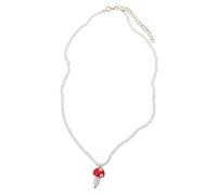 minkissy 1 Pièce collier champignon pendentif collier de cou pour femme délicat collier tendance pour femme nom perlé bijoux de cou Saint Valentin résine blanche