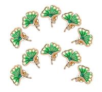 minkissy 10 Pièces Broche Feuille de Ginkgo Verte pour Femme en Alliage Élégant et Portable, Épingle Anti-ride et Anti-exposition pour Chemisiers et Manteaux