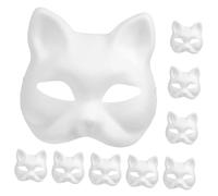 minkissy 10 Pièces Masques Chat Papier Blanc Masques Vierges pour Bricolage Fête Cosplay Halloween Confortables et Faciles à Décorer