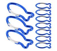 minkissy 10 Pièces Mousqueton Forme Poisson Bleu et d'escalade Alliage D'aluminium en Pratique pour Accessoire Sûr pour Suspendre Clés et Bâtons de Trekking Camping Randonnée