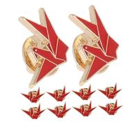 minkissy 10 Pièces Origami Brooch Set Creative Cartoon Alloy Pins For Clothing And Bags Durable Japanese Crane Lapel Badges Multipurpose Fashion Accessories