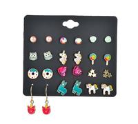minkissy 12 Paires Boucles Oreilles Formes Variées Ensemble Études Oreilles Cartoons pour Fête et Usage