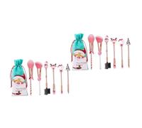 minkissy 12 Pièces Pinceaux De Maquillage De Noël Pinceau à Poudre De Noël Dessin Animé Pinceau Cosmétique De Dessin Animé Pinceau De Maquillage Licorne Tube En Aluminium