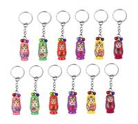 minkissy 12 pièces Porte Clés Bois Matriochka Colorés de Décorations à Accessoires de Trousseau de Clés Adorables et Parfaits pour Sacs Voitures et
