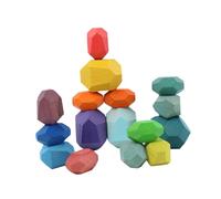 minkissy 16 pièces Dempilage Bois Blocs Équilibristes Forme de pour Jeu Éducatif de Développement Cognitif et Coordination Main Œil