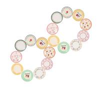 minkissy 18 Pcs Miniature Dollhouse Tableware Set Stable Resin Mini Plates and Food Trays for DIY Doll House Accessories Intricate Pattern Decorations for Pretend Play