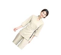 minkissy 1ensemble Travail pour Esthéticienne Costume à Deux Coton pour Salon De Beauté Vêtement Chic à Manches Longues XL Couleur Beige