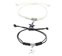 minkissy 1Paire Bracelet Ajustable Corde Tissée Pour Couple Pendentif Étoile Bracelet Duo Pour Style Élégant