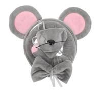 minkissy 2 Ensembles Halloween Cosplay Mouse Costume Set For Cute Animal Headbands With Realistic Ears Nose Tail And Bow Tie Reusable Cartoon Hairband Accessories For Themed Parties