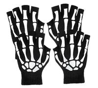 minkissy 2 Paires Gants Lumineux Squelette Halloween Mitaines Mi Doigts Chauds et Durables pour Adultes Accessoires de Déguisement Hiver