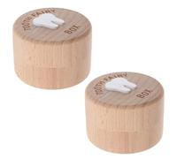 minkissy 2 Pcs Boîte à Dents de Lait en Bois Porte-dents Perdus pour Garçons et Filles Récipient Première Dent Cadeau pour Anniversaires et Baby Shower