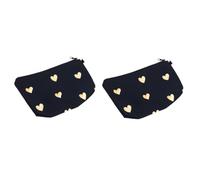 minkissy 2 Pièces à cosmétiques de Noël Black Love Pochette Quotidienne pour de Rangement Rangement Make up Bags Trousse de Toilette étuis à cosmétiques de Lavage