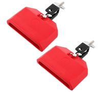 minkissy 2 Pièces Accessoire pour Batterie Électronique et Acoustique avec Six Cloches Rouge en Métal et Plastique, Fixation Renforcée pour Performance et Studio