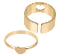 minkissy 2 Pièces Bagues D’amoureux Cœur en Cuivre Doré, Style Chic