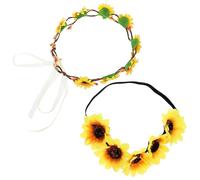 minkissy 2 Pièces Bandeau Fleur De Soleil Coiffe Tournesol Adorer Bandeau De Fierté Casque De Tournesol De Mariée Est Venu Bandeaux De Tournesol Pour Mariage Coup De Soleil En Tissu Yellow