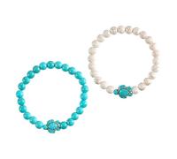 minkissy 2 Pièces Bracelet Élastique Perles Turquoise Tortue de Bracelets pour Accessoire de Mode Élégant