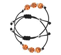 minkissy 2 pièces Bracelets de Sport Basketball Tressés pour Garçons Réglables Perles Acryliques Style Sportif Chic pour Entraînement et Usage Quotidien