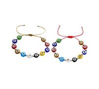 minkissy 2 pièces Bracelets String Réglables pour Couples Bracelets Œil Tressés Accessoires Esthétiques Unisexes Perles Style Unique et Confortable