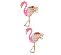minkissy 2 Pièces broche flamant rose broche d'anniversaire pour femme Charme broches en pour femmes Broche épingles pour les femmes broche en métal manteau alliage