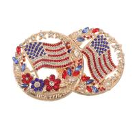 minkissy 2 Pièces Broche Patriotique Maintien Sécurisé Ornée de Cristaux en Alliage Doré Épingle Compacte pour Femmes et Hommes Lors des Défilés Patriotiques