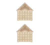 minkissy 2 Pièces Calendrier de L'avent Lumineux en Bois, 24 Tiroirs | Décor Festif 2025, Maison Éclairée à Led, Tiroirs à Remplir, Salon et Tradition Familiale