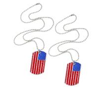 minkissy 2 Pièces Collier Drapeau Américain Pendentifs Patriotique Usa Chaîne et Versatile pour Pulls et Vêtements Accessoire Unisexe Facile à