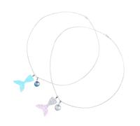 minkissy 2 Pièces Collier Sirène Dégradé Collier D'alchimie Marine Bracelet Queue De Sirène Colliers Pendentif Larme Queues De Sirène Pour Les Femmes Collier De Perles De Sirène Plastique
