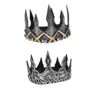 minkissy 2 Pièces Couronne De Roi Vintage Couronnes Et Diadèmes Royal Couronne De Roi Et De Reine Pour Couronnes En Mousse Diadème De Prince Royauté Moussant Dark Grey