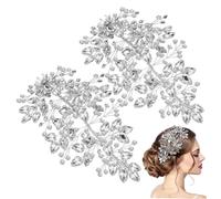 minkissy 2 Pièces couvre-chef de mariée faire la fête cristaux strass Mariage Coiffes Ornement de cheveux Décoration de cheveux bijoux de cheveux vigne de cheveux de mariée cristal Silver