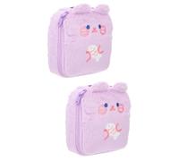 minkissy 2 Pièces De Rangement en Peluche Pochette Produit Féminin De Voyage Cosmétique Jolie Trousse De Maquillage D'époque De Capacité Serviette Hygiénique Violet