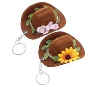minkissy 2 Pièces Mini Cowboy Hat Keychain Portable Western Style Decorative Keyring For Bags Car Keys And Backpacks